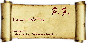Potor Fáta névjegykártya